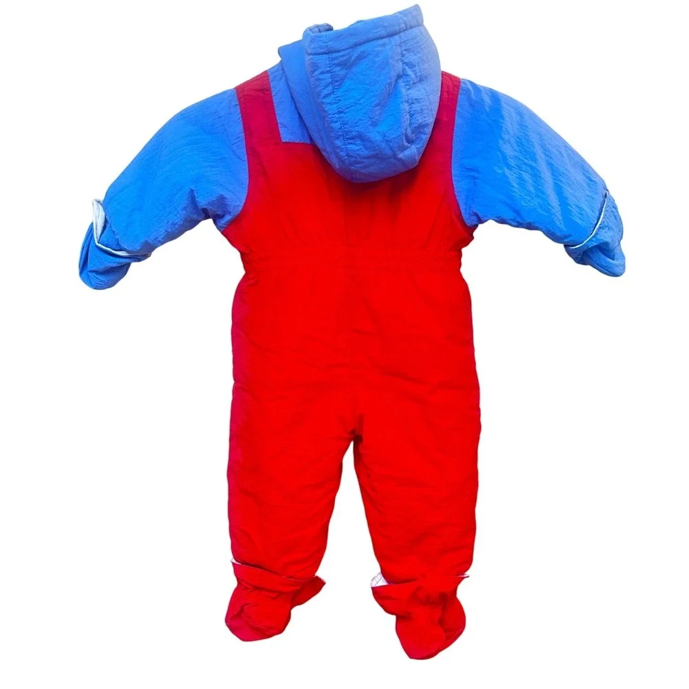 Casual Time Vintage Baby Snowsuit Red Blue Farm Animal Bunting 12 Months Hooded